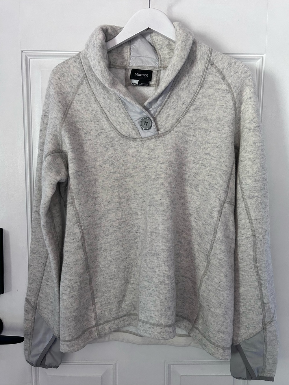 Marmot Light Gray Shawl-Collar Pullover Sweater